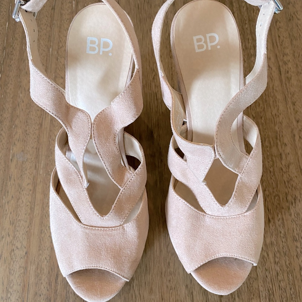 B. P. Nude  cream wedge heel size 7.5